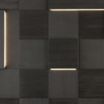 Augmented Texture Striped Led Series tiles, Black Rock stone, size 50x50 cm (roughly 24”x24”)/25x100 cm (roughly 10”x40”)